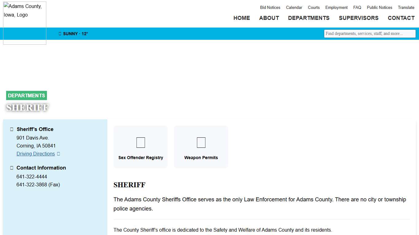 Sheriff's Office - Adams County Government - Iowa